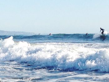 Waves splashing on rocks