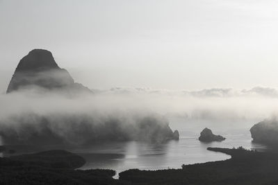 Black and white limestone and fog 