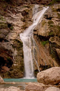 Scenic view of waterfall