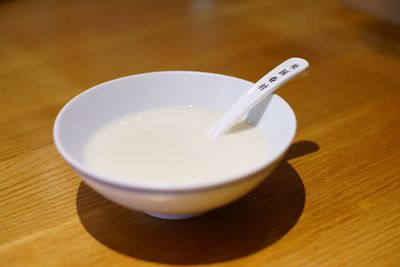 High angle view of coffee on table