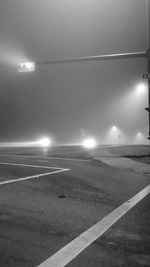 Surface level of empty road at night