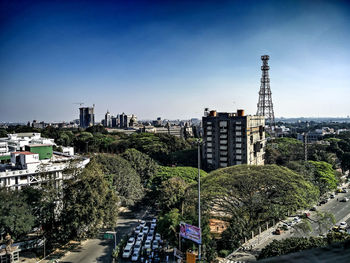 View of road against clear blue sky