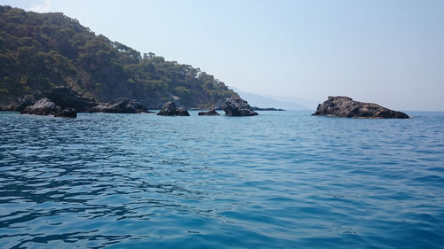 Scenic view of sea against clear sky