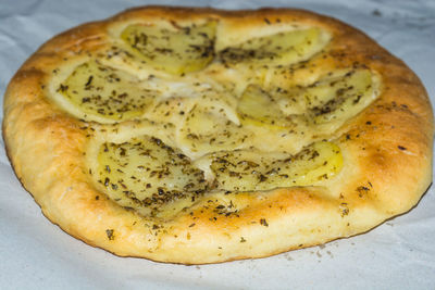 High angle view of bread in plate