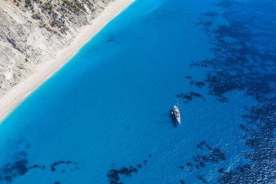 High angle view of person swimming in sea