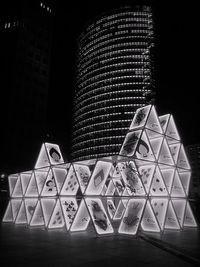 Low angle view of illuminated built structure