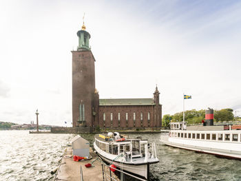 City town hall with the ferry embankment in the foreground