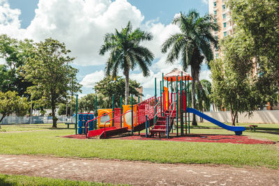 Fresh and beautiful green park puerto rico with kids playground around and environment with nature