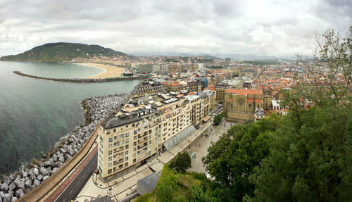 High angle view of cityscape against sky