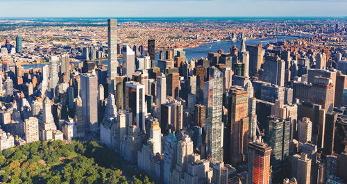 Aerial view of buildings at manhattan