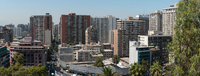 View from cerro santa lucia to the city center of santiago, chile