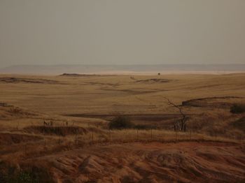 Scenic view of beach against clear sky