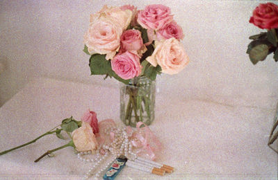 Close-up of rose bouquet on table