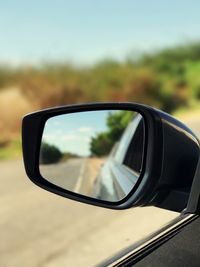 Close-up of side-view mirror