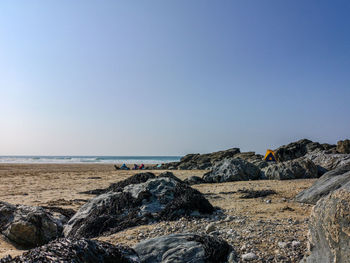 Scenic view of sea against clear sky