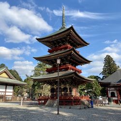 Low angle view of temple against sky