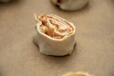 High angle view of dessert on table