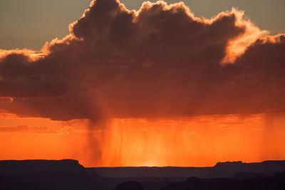 Scenic view of silhouette mountains against sky during sunset