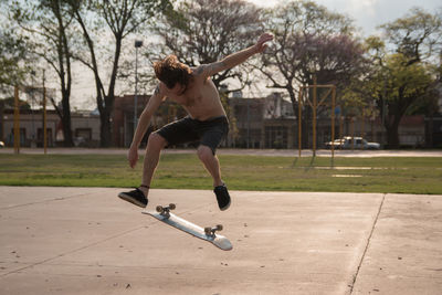 Full length of man skateboarding 