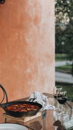 Close-up of italian food on table