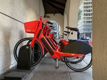 Bicycle parked outside building