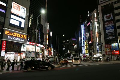 View of city street at night