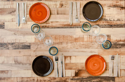 High angle view of coffee on table