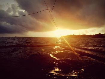 Scenic view of sunset over sea