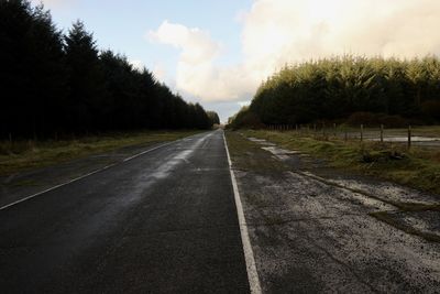 Road by trees against sky