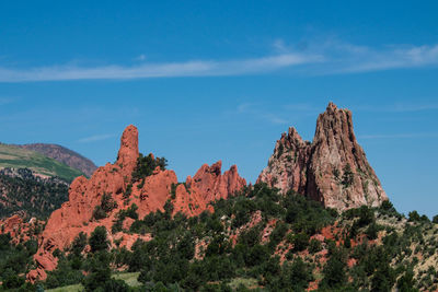 Scenic view of mountain against blue sky