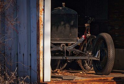 Vintage car in garage