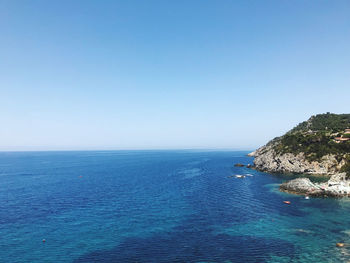 Scenic view of sea against clear sky