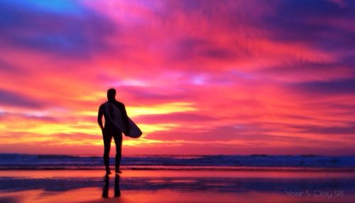 Scenic view of sea at sunset