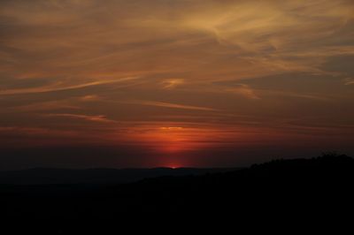 Scenic view of silhouette landscape against sky during sunset