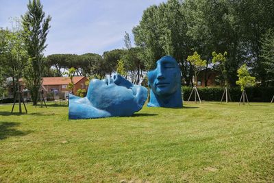 Trees on grassy field