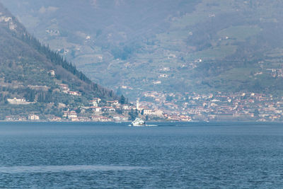 Aerial view of sea and mountains