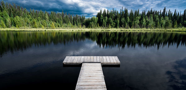 Scenic view of lake against sky