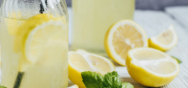 Close-up of lemon with ice cream