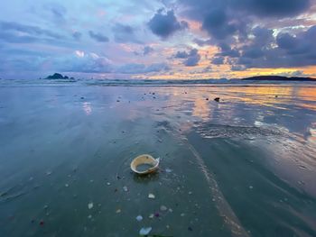 Scenic view of sea during sunset