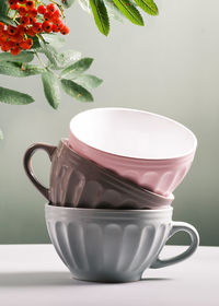 Close-up of coffee cup on table