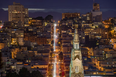 City lit up at night