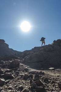 Low angle view of mountain against clear sky