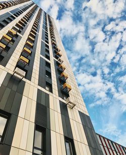 Low angle view of modern building against sky