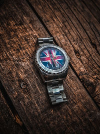 High angle view of painting on table