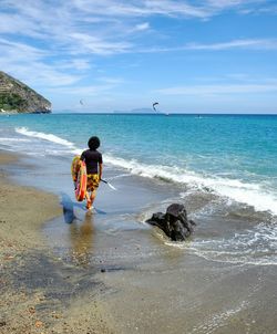 Man on beach against sky