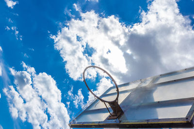 Low angle view of basketball hoop against sky