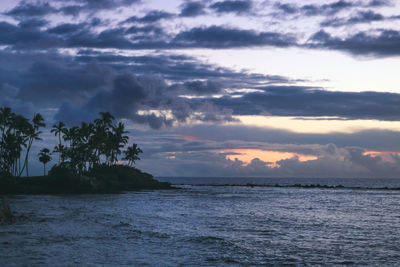 Scenic view of sea against sky at sunset