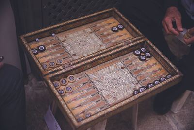 Playing board games in an alley in the old city of jerusalem, israel