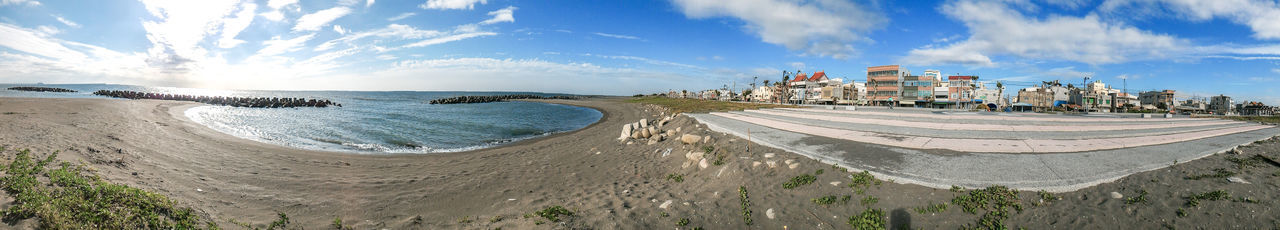 Scenic view of sea against cloudy sky