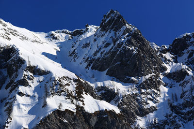 Scenic view of snow covered mountains against sky